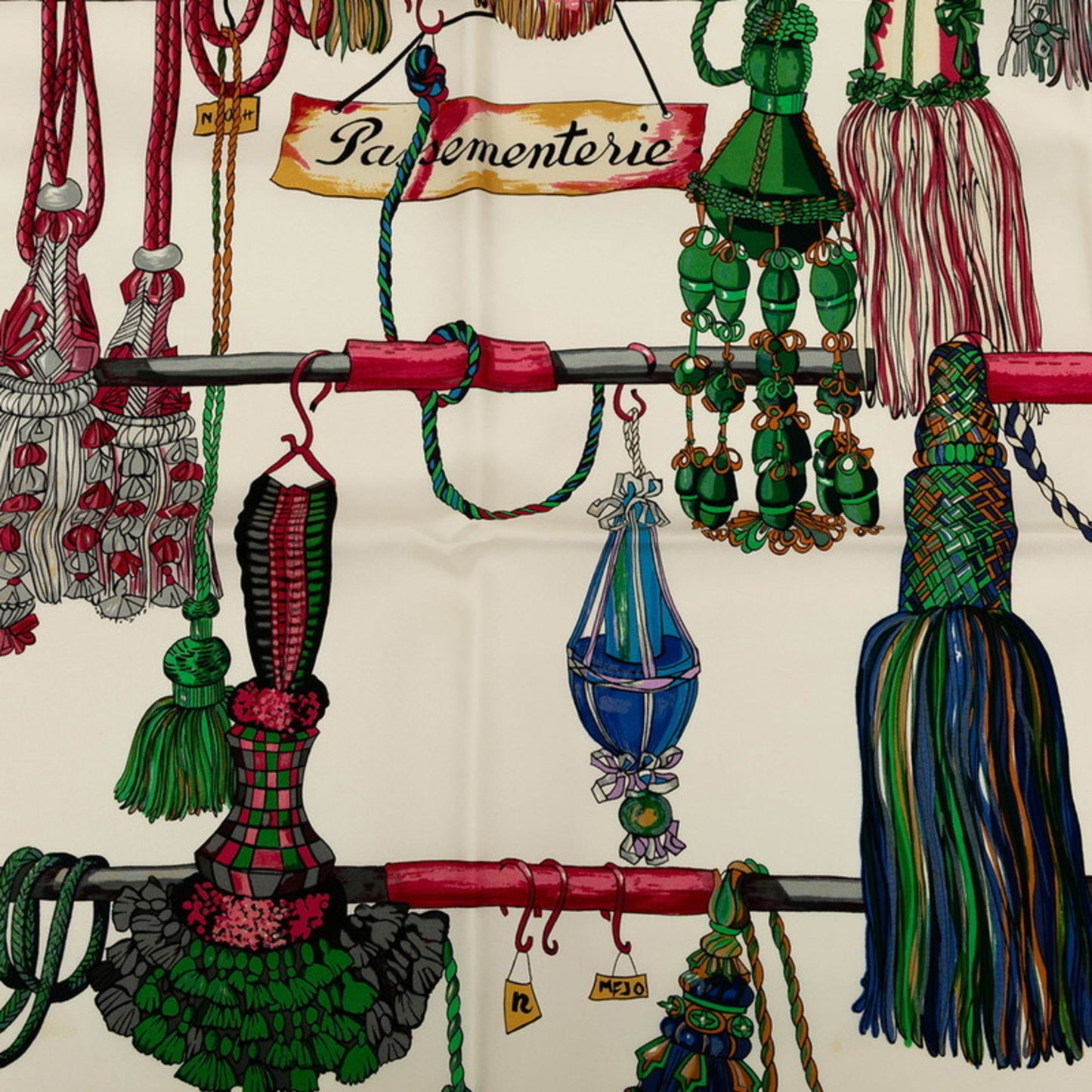 Hermes Herms Carr 90 Passementerie Scarf With Cord Decoration