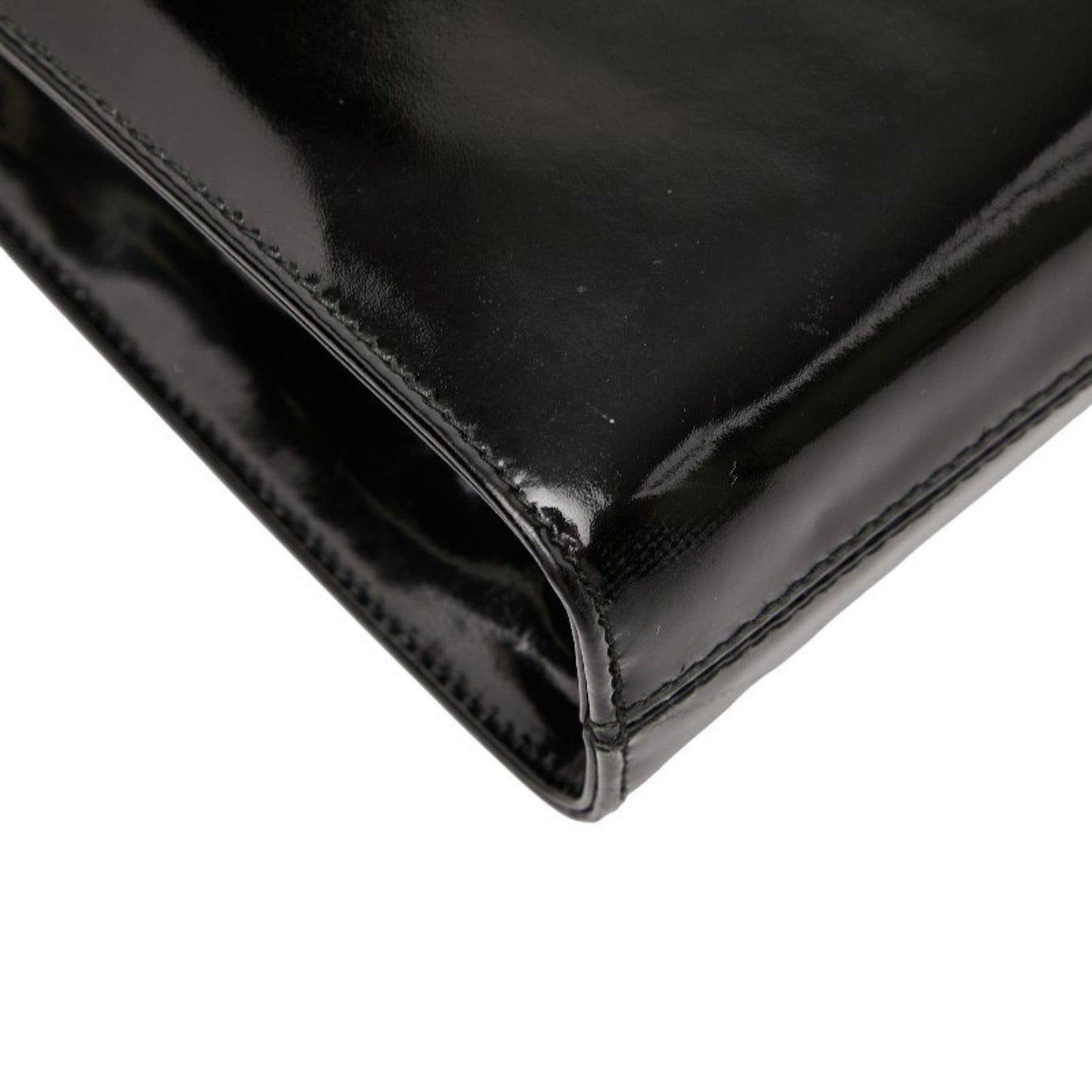 Salvatore Ferragamo Gancini Chain Shoulder Bag In Black Patent Leather