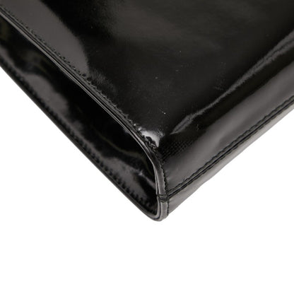 Salvatore Ferragamo Gancini Chain Shoulder Bag In Black Patent Leather