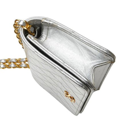 Chanel Matelasse Coco Mark Chain Shoulder Bag In Silver Leather