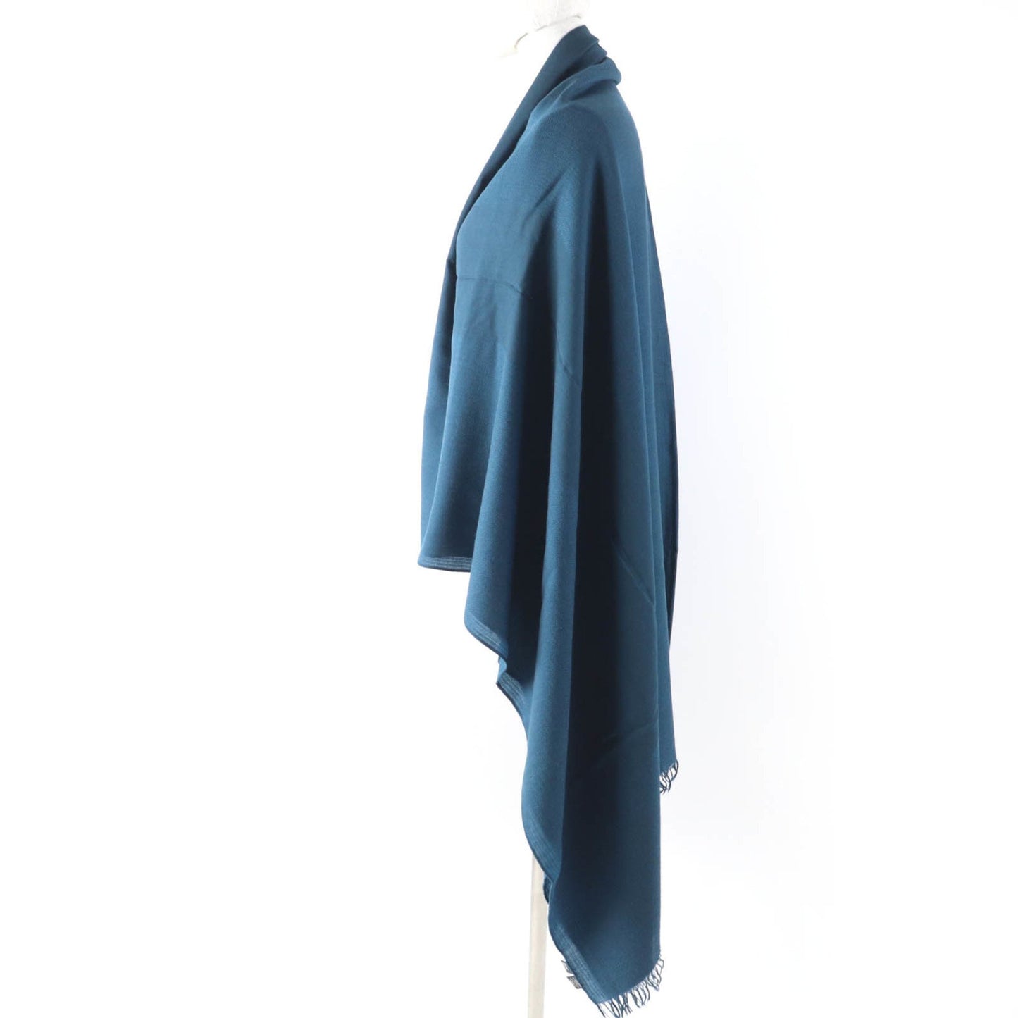 Hermes Cashmere And Wool Big H Pattern Shawl With Fringe