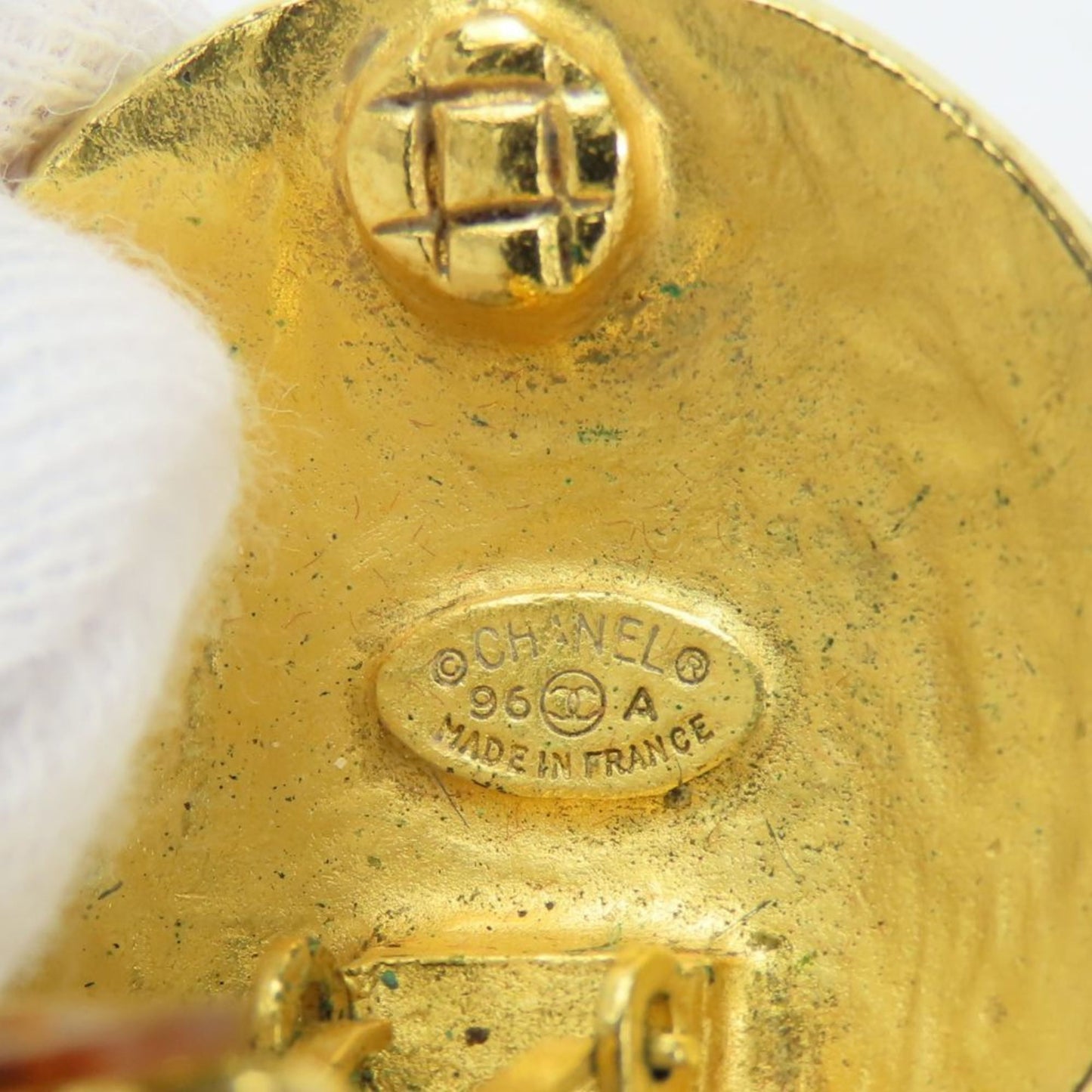Chanel Earrings Coco Mark Metal Gold Plated 96A