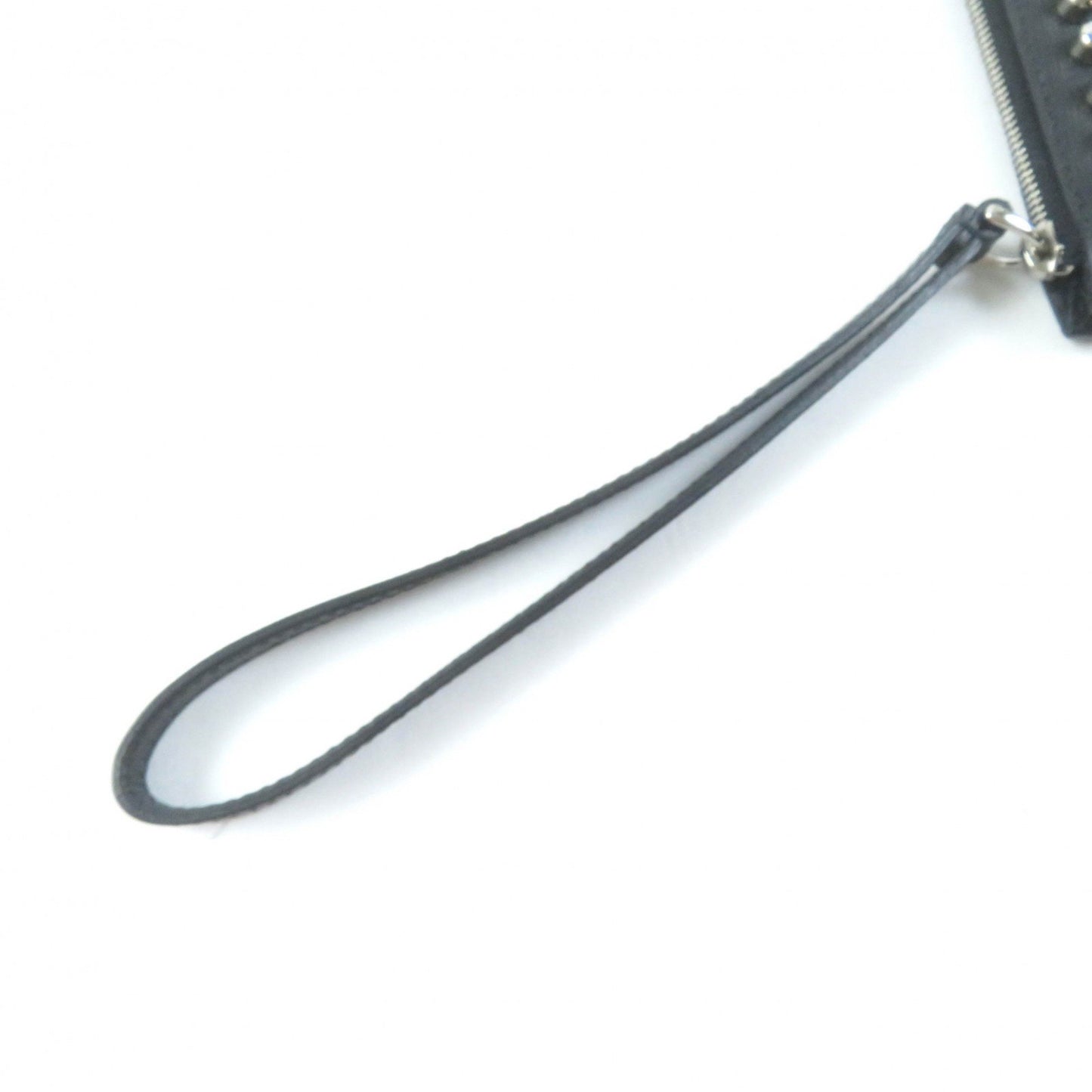 Fendi 8M0341 Karlito Karl Lagerfeld Motif Studded Leather Pouch In Black