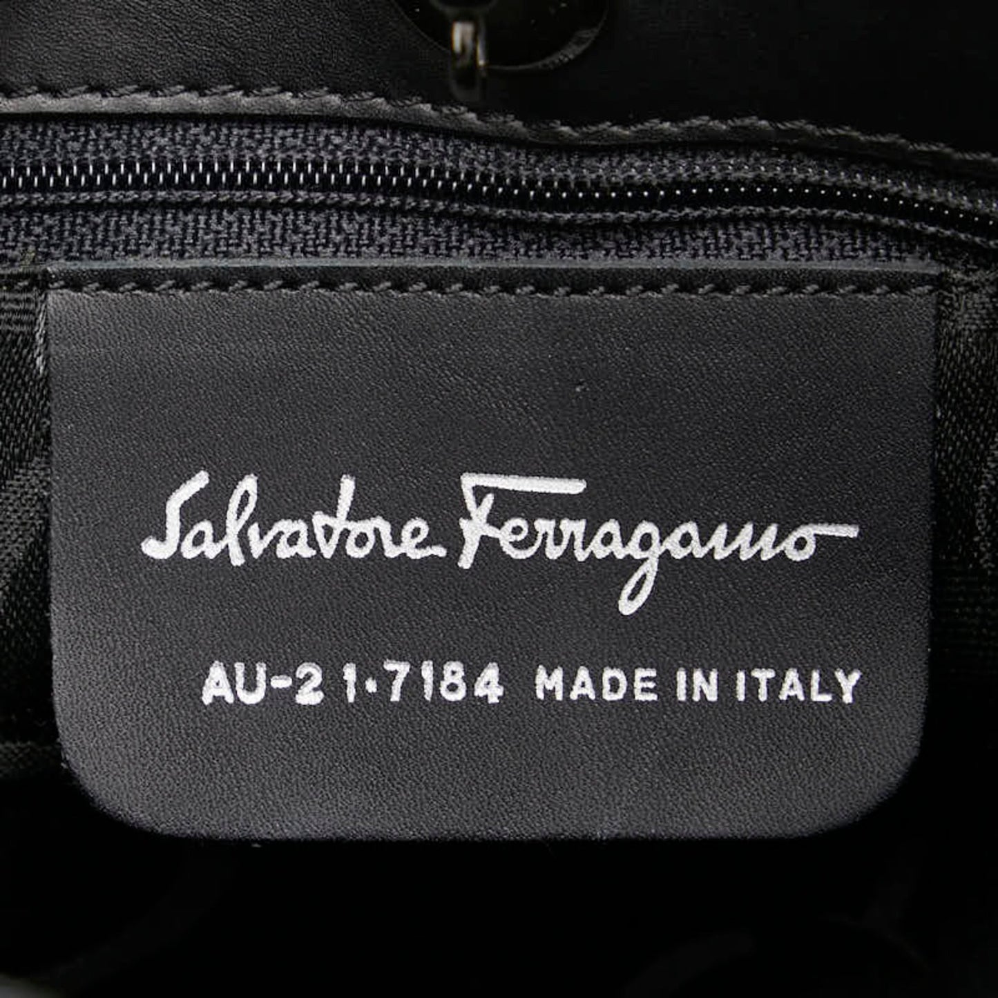 Salvatore Ferragamo Vara Handbag Shoulder Bag Black Canvas Leather