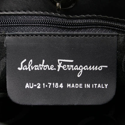 Salvatore Ferragamo Vara Handbag Shoulder Bag Black Canvas Leather