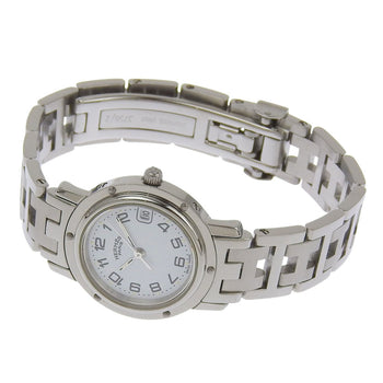 Like New Herms Clipper Date Cl4 210 Watch With A Light Blue Dial