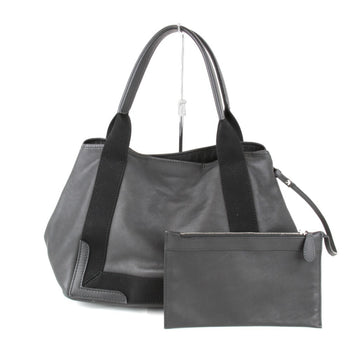 Balenciaga Navy Cabas 339933 Handbag Leather Black