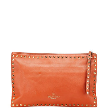 Valentino Rockstud Clutch Bag/Second Bag In Orange Leather