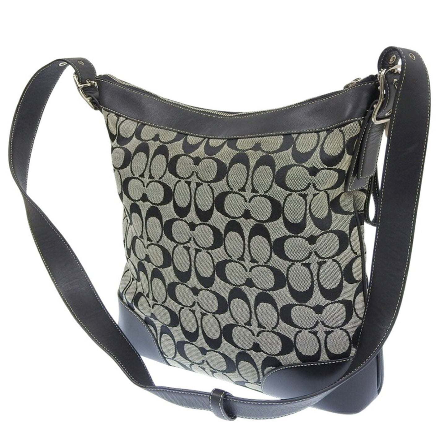 Coach Signature Shoulder Bag 6346 Canvas Gray/Black