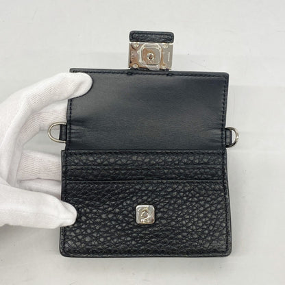 Fendi Pochette Micro Flat Bucket Leather Black