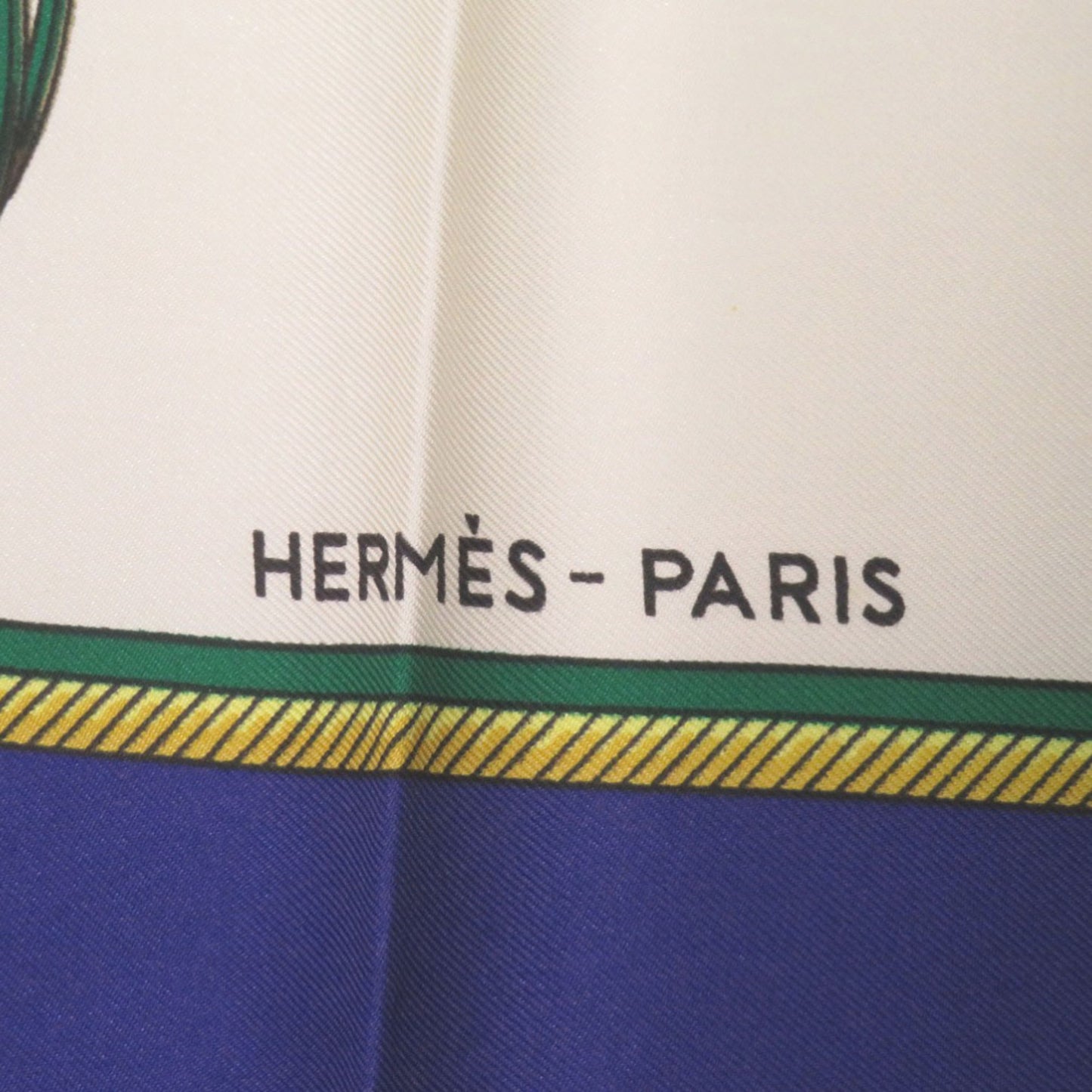 Herms Carr 90 "Les Voitures A Transformation" Folding Covered Wagon Silk Blue Scarf Muffler 0121
