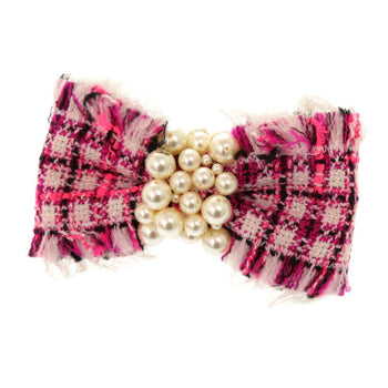 Chanel Barrette Tweed Faux Pearl Pink Coco Mark 0740 Chanel