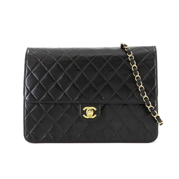 Chanel Matelasse Chain Shoulder Bag Leather Black Gold Metal Fittings