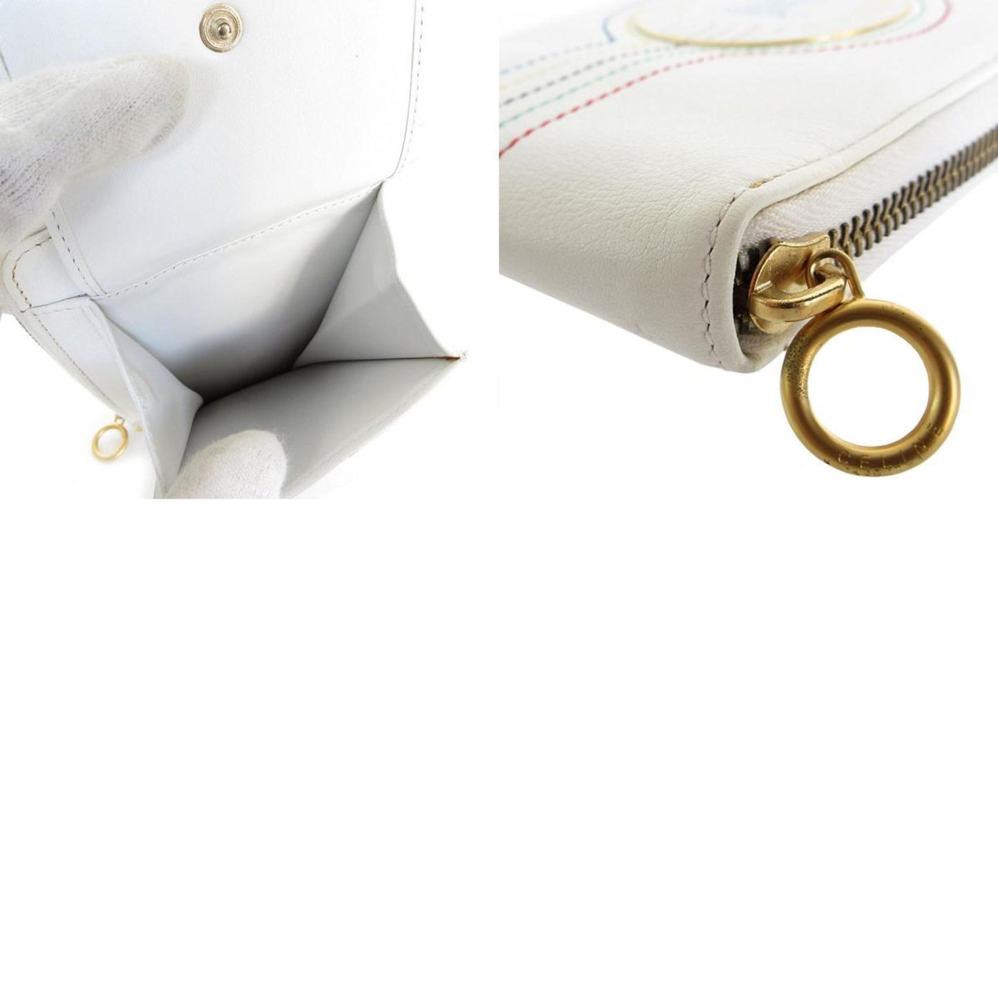 Celine Pochette 2004 Olympic Limited Edition Leather White Gold