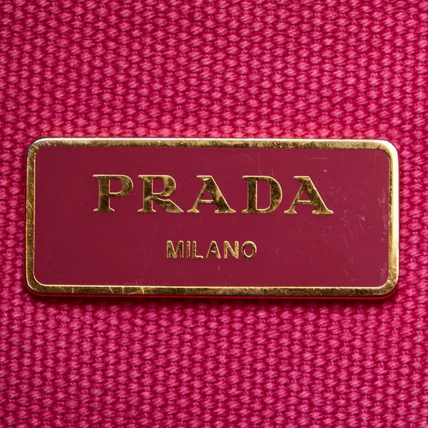 Prada Canapa Triangle Logo Plate Handbag/Shoulder Bag