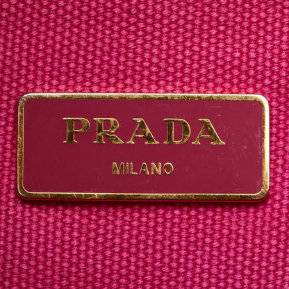 Prada Canapa Triangle Logo Plate Handbag/Shoulder Bag