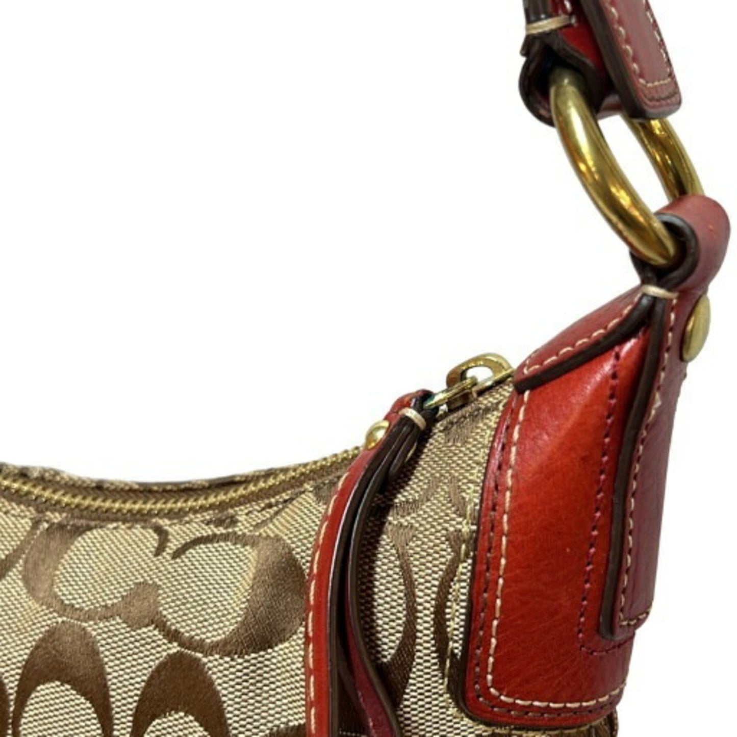 Coach Signature Leather Canvas Bag 11371 Red Brown Mikunigaoka Store Ithom9Aoxzog Rm0222T