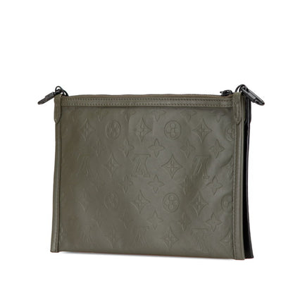 Louis Vuitton Monogram Shadow Flat Messenger Pouch Clutch/Shoulder Bag M44635 Black/Khaki Leather