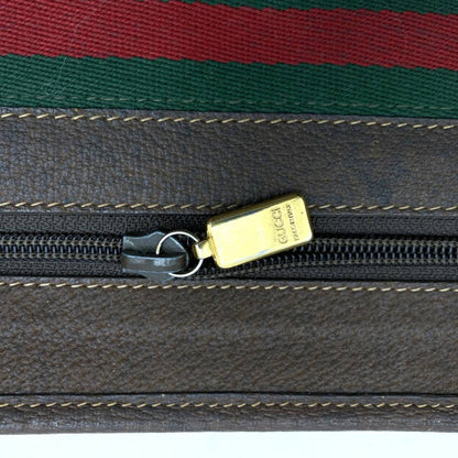 Gucci 017 115 Second Bag Clutch Pouch Gg Supreme Sherry Line Leather Brown