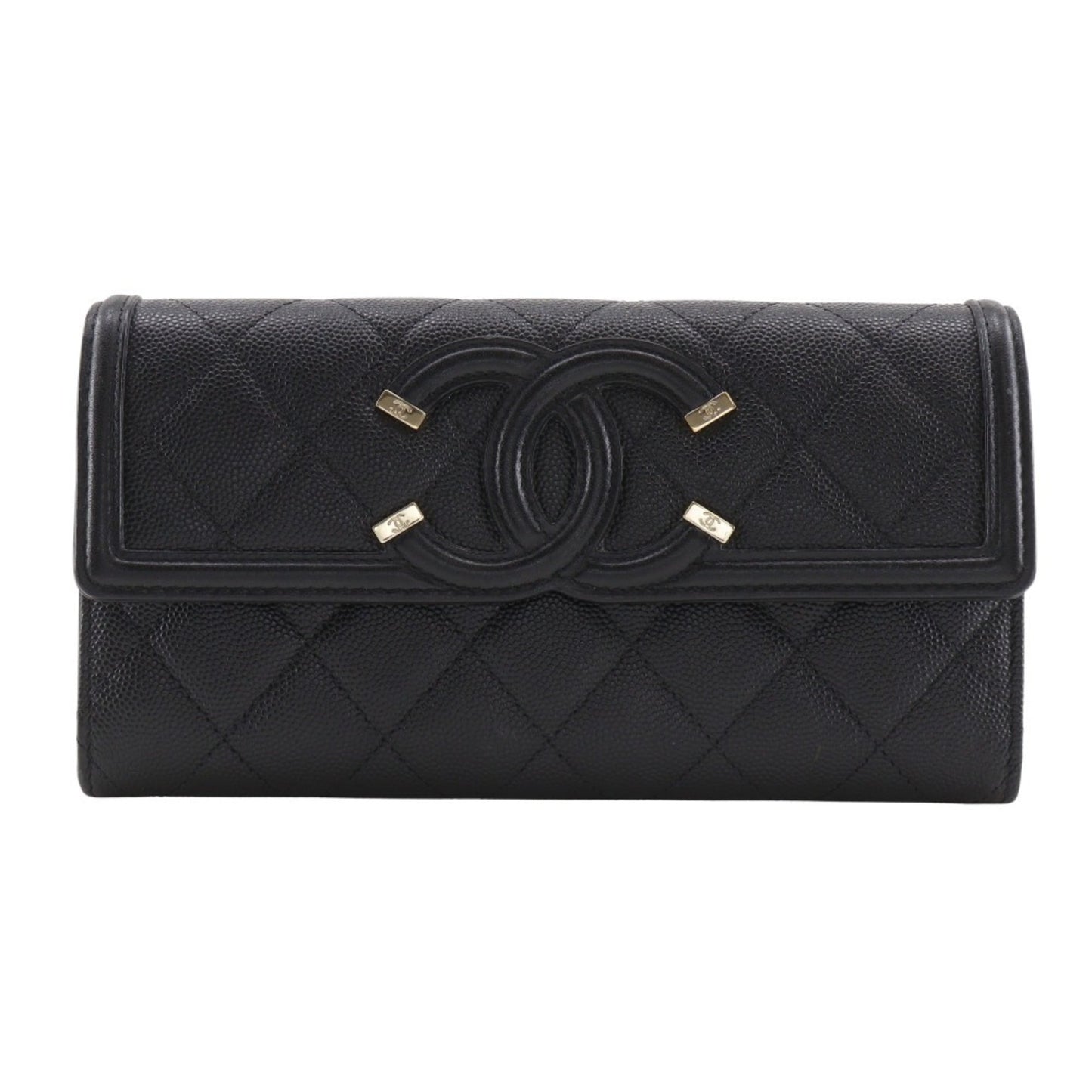 Calfskin Chanel Long Wallet (Bi-Fold) Grained