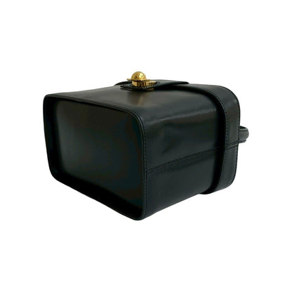 Celine Star Ball Logo Hardware Calfskin Leather Handbag Vanity Bag Black 44304
