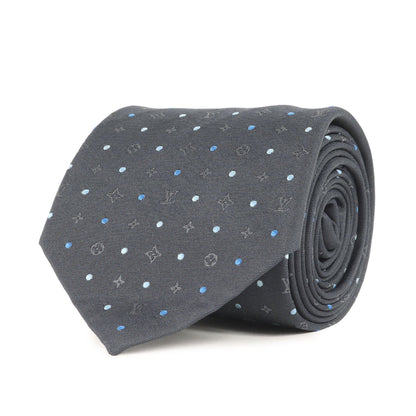 Louis Vuitton Monogram Dot Silk Cravate Tie M73190 Charcoal
