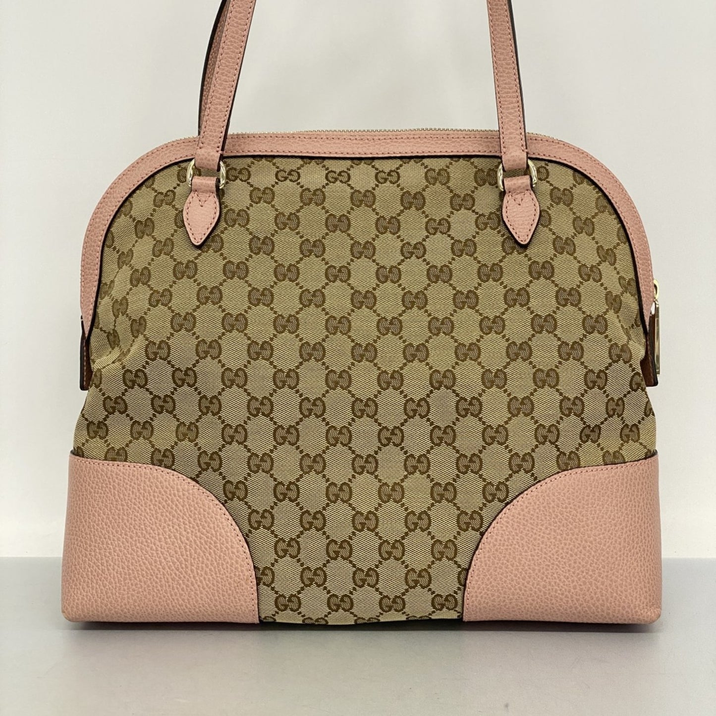 Gucci Gg Canvas Interlocking G Shoulder Bag 449243 Beige Pink Champagne