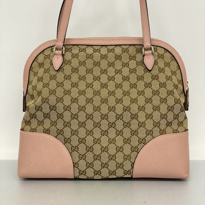 Gucci Gg Canvas Interlocking G Shoulder Bag 449243 Beige Pink Champagne