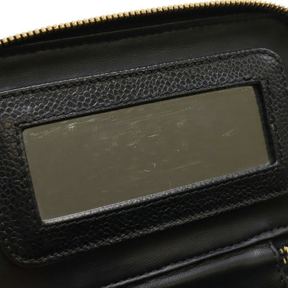 Chanel Coco Mark Vanity Bag Mini Pouch Caviar Leather Black