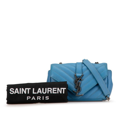 Saint Laurent Ysl Baby Chai Chain Shoulder Bag 399289 Blue Leather