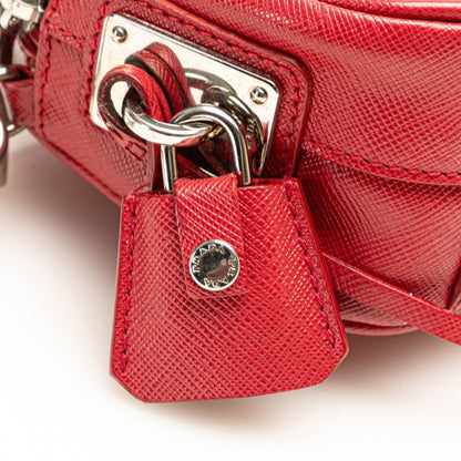 Prada Buckle Crossbody Shoulder Bag In Red Saffiano Leather