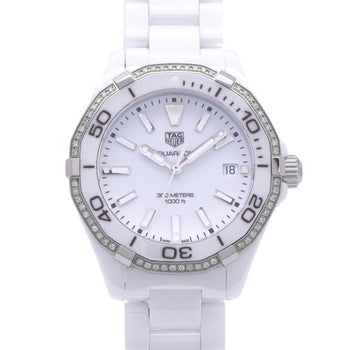 Like New Tag Heuer Aquaracer Diamond Bezel Way1396 Quartz Watch White Ceramic/Diamond Dial 1529Tag