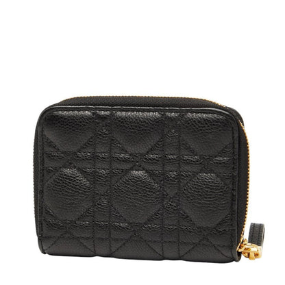 Christian Dior Dior Caro Scarlet Wallet Bifold Black Gold Leather