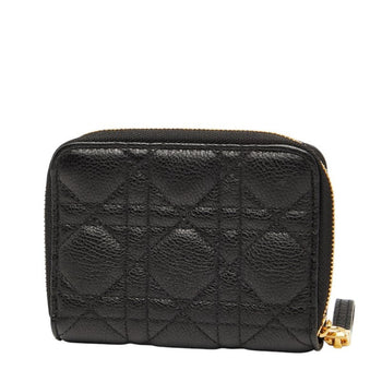 Christian Dior Dior Caro Scarlet Wallet Bifold Black Gold Leather