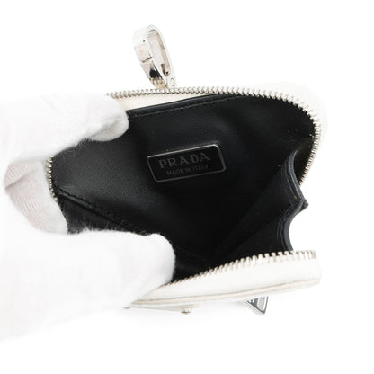 Prada Triangle Wallet/Coin Case 1Tl433 Prada Coin Purse Mini Pouch White