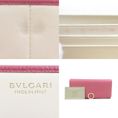 Bvlgari Bi-Fold Long Wallet Leather Pink