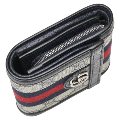 Gucci Gg Supreme Ophidia Bifold Wallet In Navy Leather