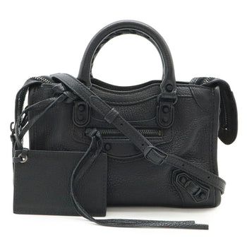 Balenciaga Classic Nano City Handbag/Shoulder Bag In Black Leather