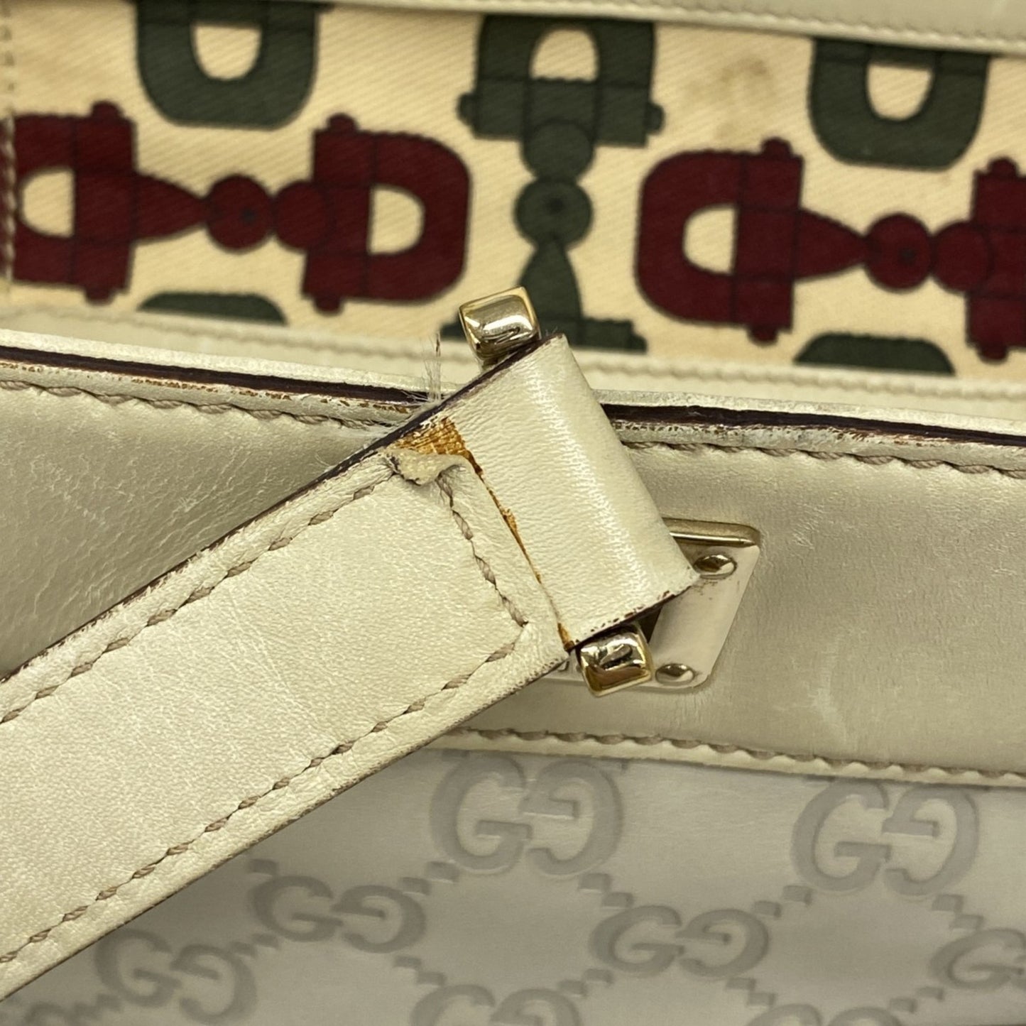 Gucci Tote Bag Guccissima 145993 Leather Ivory Champagne