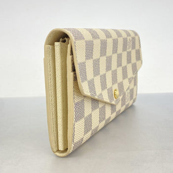 Louis Vuitton Damier Azur Portefeuille Sarah Long Wallet N63208 White