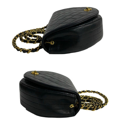 Chanel Matelasse Coco Mark Lambskin Chain Shoulder Bag Pochette Black 21404