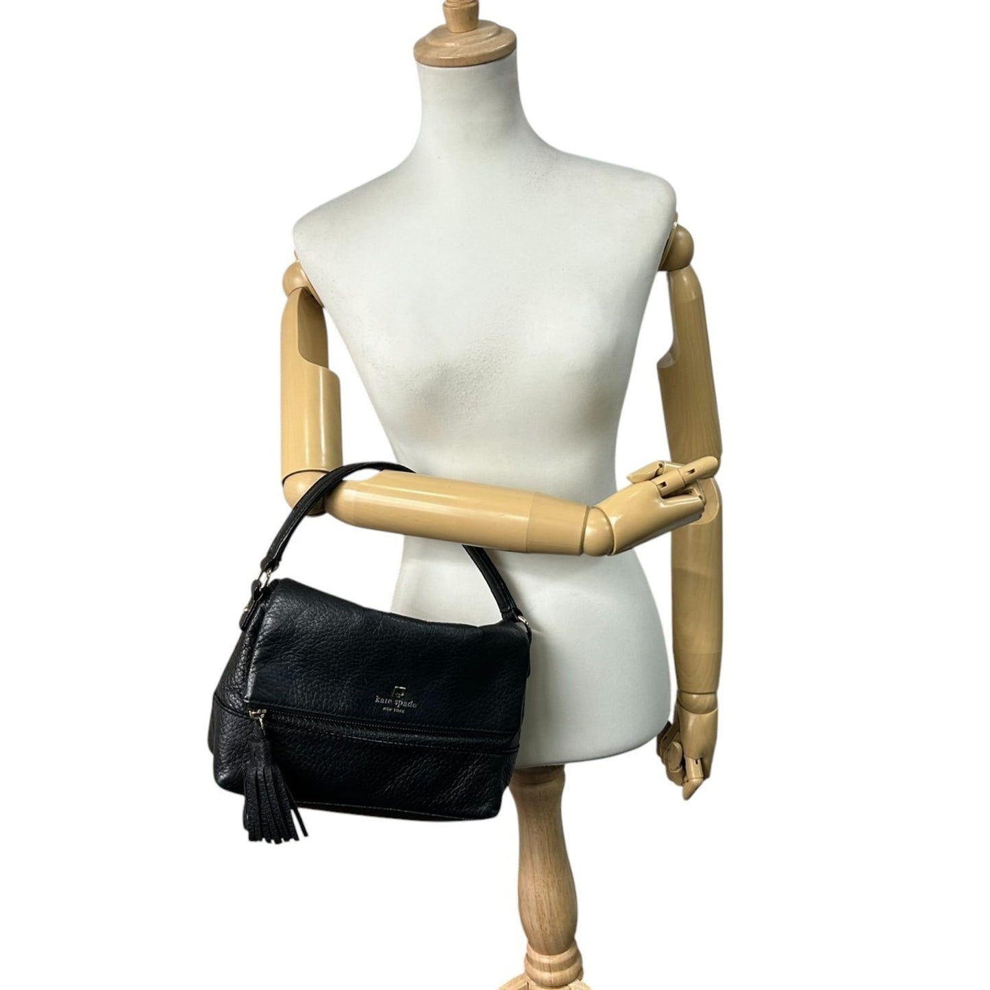 Kate Spade Handbag Shoulder Bag Flap Leather Black