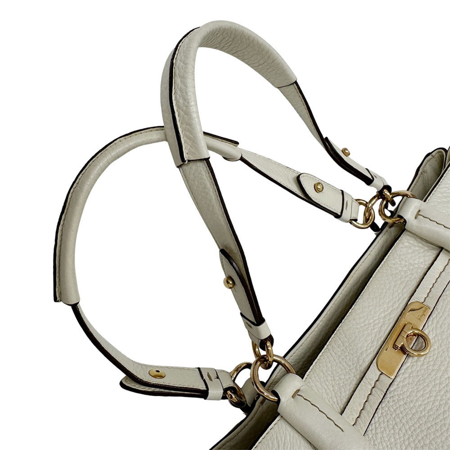Salvatore Ferragamo Ferragamo Gancini Tote Bag In White Leather