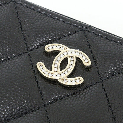Chanel Matelasse Coin Purse In Black Caviar Leather (Ap4818)