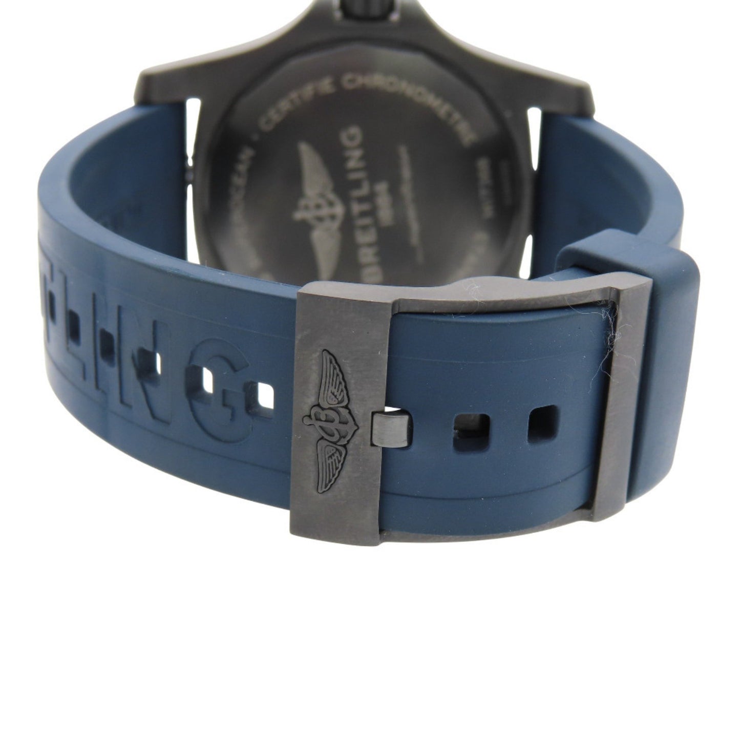 Breitling Superocean Automatic 46 Black Steel M17368 Watch Stainless Steel/Rubber Blue Navy Dial