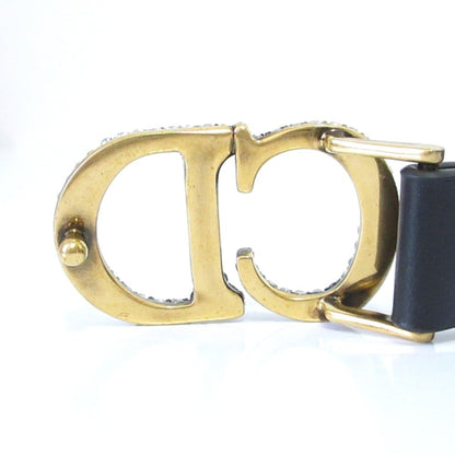 Christian Dior Rhinestone Cd Buckle Leather Narrow Belt