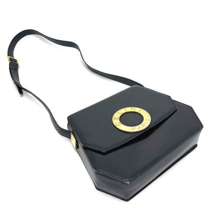 Celine Logo Bag Crossbody Shoulder Bag Black Goldhardware