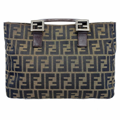 Fendi Zucca Nylon Canvas Handbag In Brown