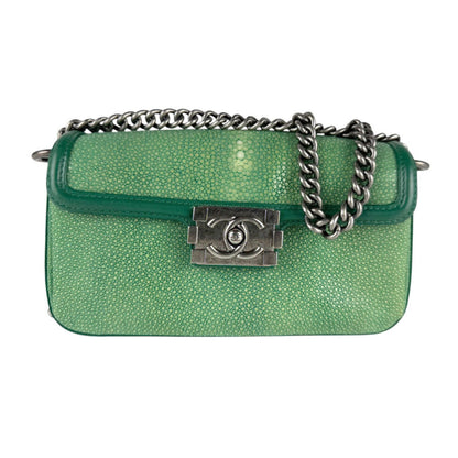 Chanel Boy Chanel Galuchat Green Shoulder Bag