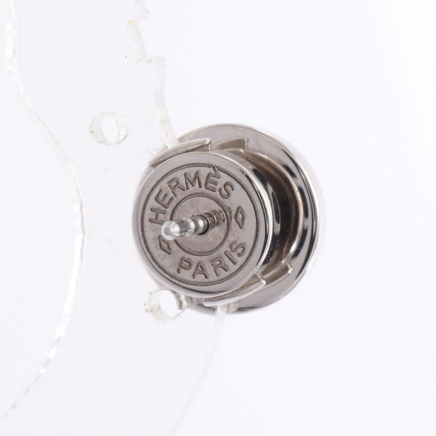 Herms Hermes Logo Round Earrings In Stainless Steel For Women